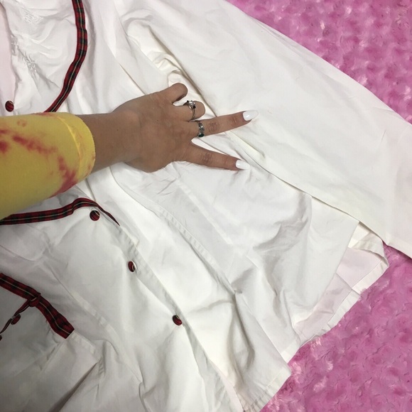 Vintage plaid white ruffle collar button up shirt - Picture 4 of 4